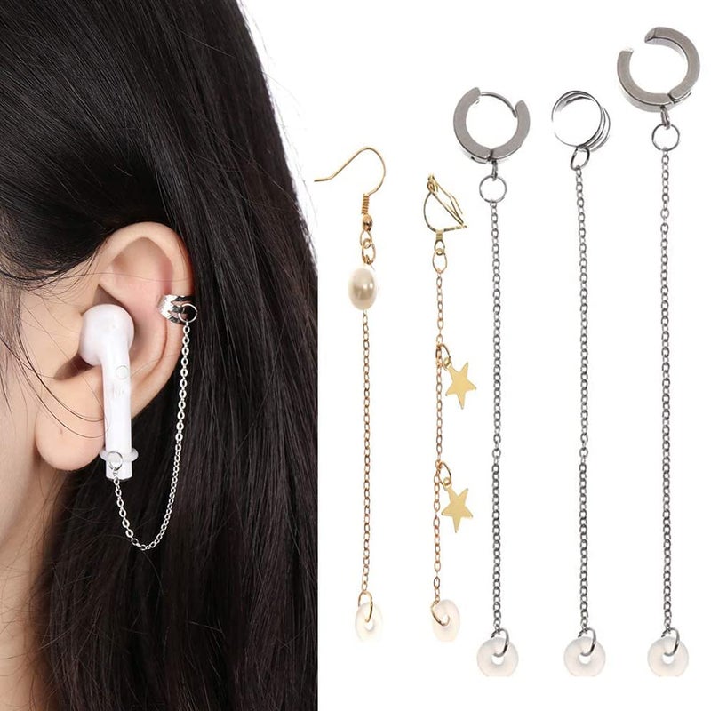 Laugwey Anti-Lost Earring Hook for Airpods, 5 Pairs Earring Accessory, Stainless Steel Clip-On Earrings, Suitable for Hiking/Jogging/Working/Running/Gym, Ultra-Light - Nickel Free - Image 2